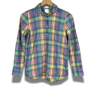 J CREW Women's Multi-color Plaid Pop Over Shirt XXS